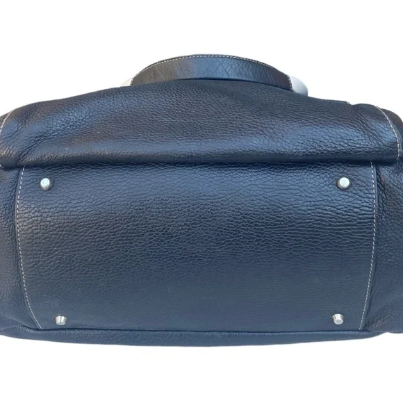 FURLA Black Pebbled Leather Hobo Handbag Purse Bag - Picture 6 of 16